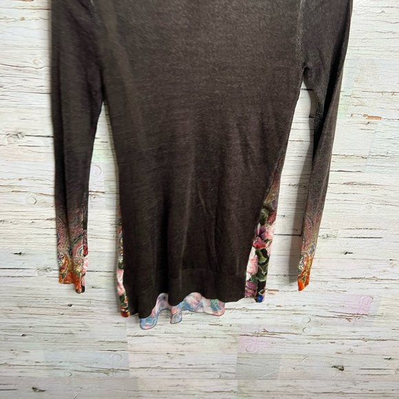 Desigual long freya sweater brown turtleneck floral size xs - Picture 8 of 8